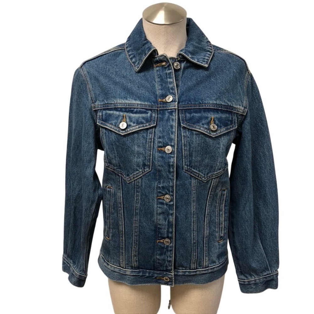 Abercrombie & Fitch Denim Jacket Womens XXS Adult Medium‎ Blue Oversized Trucker